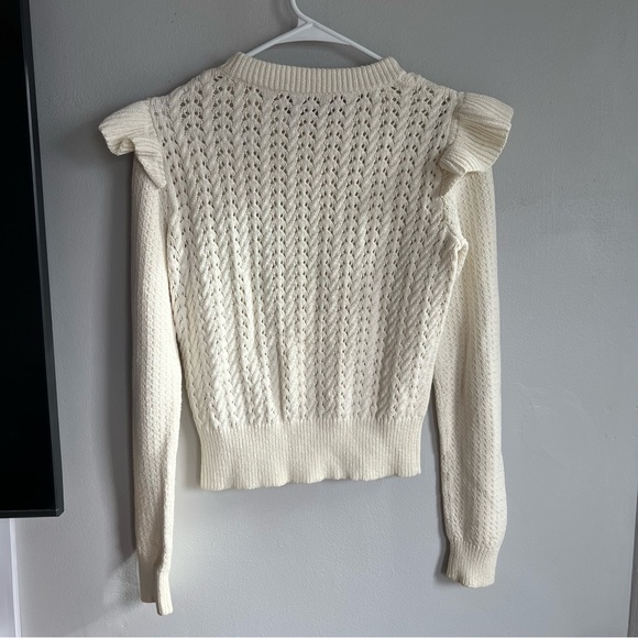 VERONICA BEARD Earl Ruffled Cable Knit Sweater XS - Picture 5 of 6